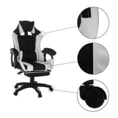 KONDELA Herní židle Jovela s podsvícením - černá/bílá