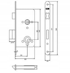 LOB Zadlabací zámek 60/50 WB, s cylindrickou vložkou pro dveře 