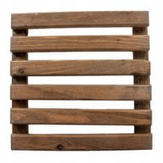 Esschert Design Dřevěný čtvercový stojan na kolečkách, hnědý