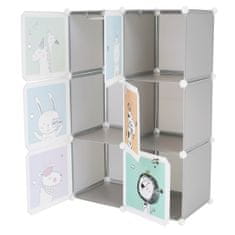 KONDELA Dětská modulární skříň Biaro - šedá / dětský vzor