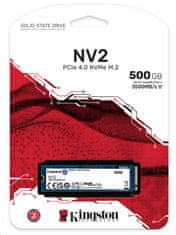 Kingston SSD 500GB NV2 NVMe PCIe M.2 2280 (ctení/zápis: 3500/2100MB/s;)