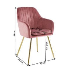 KONDELA Jídelní židle Adlam - růžová (Velvet) / zlatá