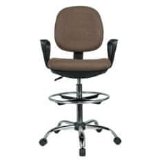 KONDELA Kancelářská židle Tamber s podnožkou - hnědá / černá / chromová