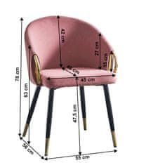 KONDELA Jídelní židle Donko - růžová (Velvet) / zlatá