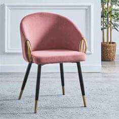 KONDELA Jídelní židle Donko - růžová (Velvet) / zlatá