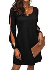 AmoreDuo Módní dámské černé šaty s rozparky na ramenou L/XL