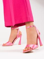 Amiatex Výborné sandály růžové dámské na jehlovém podpatku + Ponožky Gatta Calzino Strech, odstíny růžové, 40
