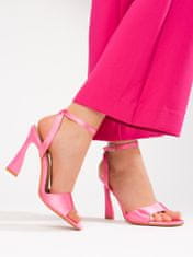 Amiatex Výborné sandály růžové dámské na jehlovém podpatku + Ponožky Gatta Calzino Strech, odstíny růžové, 40