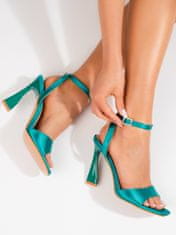 Amiatex Pohodlné sandály zelené dámské na jehlovém podpatku, odstíny zelené, 39