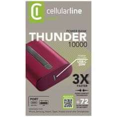CellularLine Powerbanka Cellularline Thunder 10 000 mAh, červená