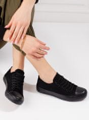 Amiatex Klasické dámské tenisky černé bez podpatku + Ponožky Gatta Calzino Strech, černé, 37