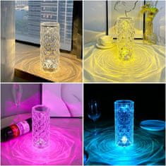 Alum online Křišťálová stolní RGB LED lampa s 3D efektem růže - velká