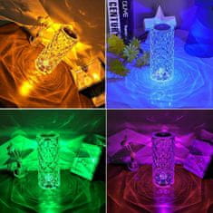 Alum online Křišťálová stolní RGB LED lampa s 3D efektem růže - velká