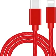 Retoo Kabel USB-A - Lightning, M/M, nabíjecí, datový, 1m, opletený, červený iPhone