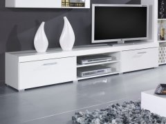 Nejlevnější nábytek Televizní stolek KAIDEN, bílá/bílý lesk