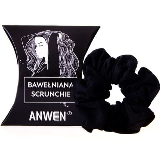 Anwen Scrunchie - bavlněná černá scrunchie do vlasů, neklouže, dokonale podporuje vlasy v culíku nebo drdolu