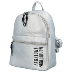 Turbo Bags Trendový dámský koženkový batoh s potiskem Lia, stříbrný