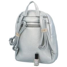 Turbo Bags Trendový dámský koženkový batoh s potiskem Lia, stříbrný
