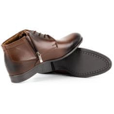 Pánské zateplené kožené boty 802MA brown velikost 45