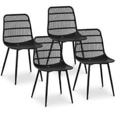 Greatstore Plastová moderní židle s prolamovaným opěradlem do 150 kg 4 ks černá