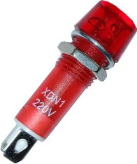 HADEX Kontrolka 230V s doutnavkou XDN1, červená do otvoru 10mm