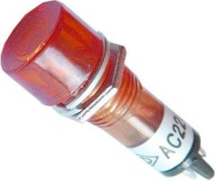HADEX Kontrolka 230V s doutnavkou, červená do otvoru 10mm