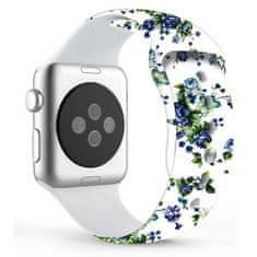Symfony Řemínek pro apple watch 42/44, silikon flower II bílý/modrý