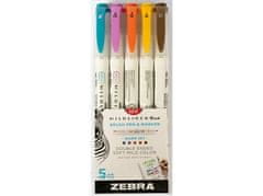 Zebra Popisovač Mildliner Brush Warm 5 barev