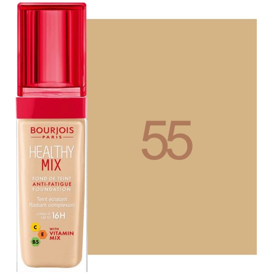 Bourjois Bourjois Healthy Mix - lehký vitamínový základ, Tmavě béžová 055, Poskytuje homogenní make-up a polomatný finiš, dodává pleti svěží a přirozený vzhled.30ml