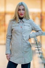 Gipsy Dámský béžový kožený kabátek - prodloužená oversize košile G2WMiha