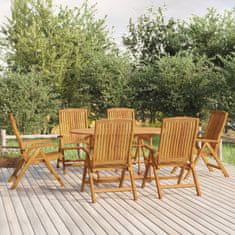 Vidaxl Polohovací zahradní židle 6 ks masivní teakové dřevo