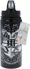 CurePink Hliníková láhev na pití Harry Potter: Erb Bradavic - Hogwarts (objem 710 ml)