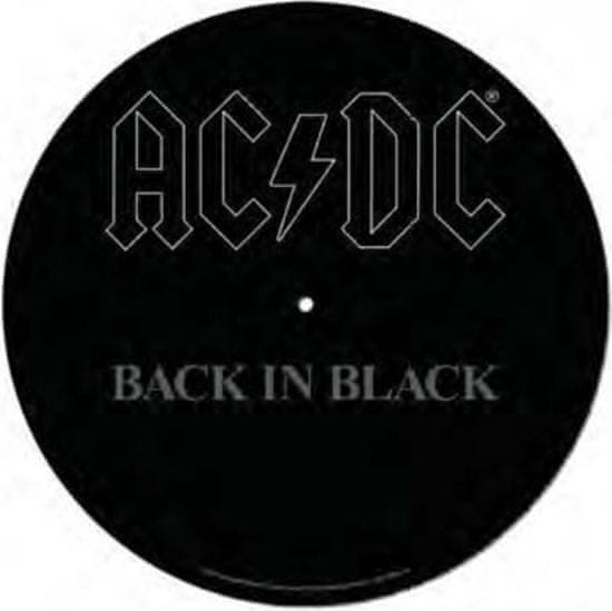 CurePink Podložka na talíř gramofonu AC/DC: Back In Black (průměr 30,5 cm)