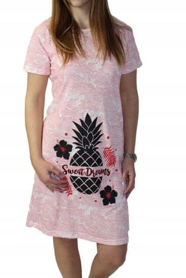 RINDA Růžová noční košile ananasový rukáv