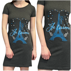RINDA Grafitová noční košile s krátkým rukávem modrá věž S