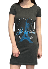 RINDA Grafitová noční košile s krátkým rukávem modrá věž S