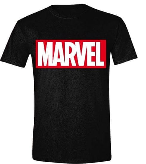 CurePink Pánské tričko Marvel: Logo (S) černá bavlna