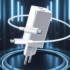 BASEUS Nabíječka do sítě 45 W QC 2x USB typu C + kabel USB typu C na typ C 60 W 20 V / 3 A 1 m rychlá nabíječka Baseus GaN2 EU (CCGAN-M02) bílá
