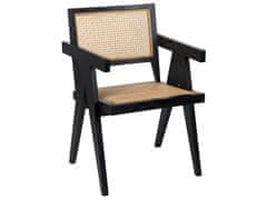 Beliani Dřevěná židle s ratanovým výpletem světlé dřevo/ černá WESTBROOK