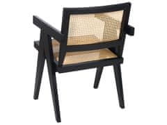 Beliani Dřevěná židle s ratanovým výpletem světlé dřevo/ černá WESTBROOK