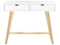 Beliani Konzolový stolek se 2 zásuvkami bílý/světlé dřevo SULLY