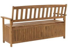 Beliani Zahradní lavička z akátového dřeva s úložným prostorem 160 cm SOVANA