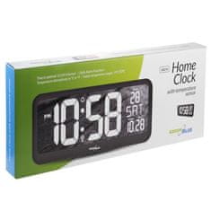GreenBlue GB214 LCD nástěnné hodiny extra velké, teplota, datum, černé 75598