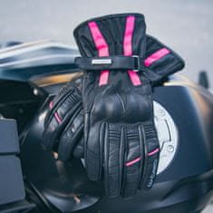 W-TEC Dámské kožené moto rukavice Pocahonta (Velikost: XS, Barva: černo-růžová)