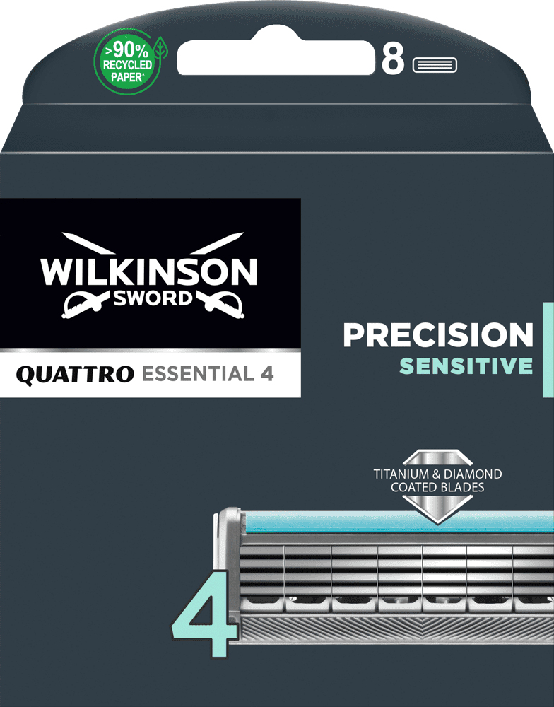 Levně Wilkinson Sword Quattro Essential Precision Sensitive náhradní hlavice 8 ks