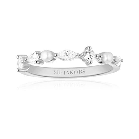 SIF JACOBS Stříbrný prsten s kubickými zirkony a perlami Adria SJ-R12260-PCZ