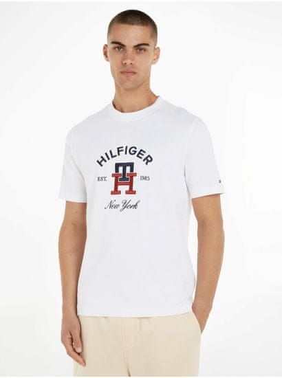 Tommy Hilfiger Bílé pánské tričko Tommy Hilfiger Curved Monogram Tee