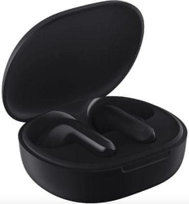  minimalistická Bluetooth sluchátka xiaomi dotykové ovládání hlasový asistent výdrž na nabití 5 h ip54 odolnost vodě prachu potu podpora hlasového ovládání skvělý zvuk dynamické měniče nabíjecí box 
