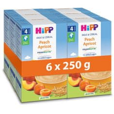 HiPP Mléčná kaše PRAEBIOTIK broskev-meruňka od ukončeného 4.-6. měsíce, 6 x 250 g