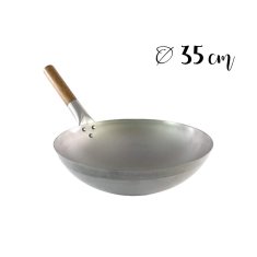 HS Brand Profesionální wok z uhlíkové oceli se zaobleným dnem Průměr Ø 35 cm "Professional Carbon Steel Wok | Rounded Bottom"